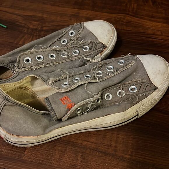 Converse Slip On Men’s 5 1/2 - Gray Low Converse - No Laces - Picture 3 of 4